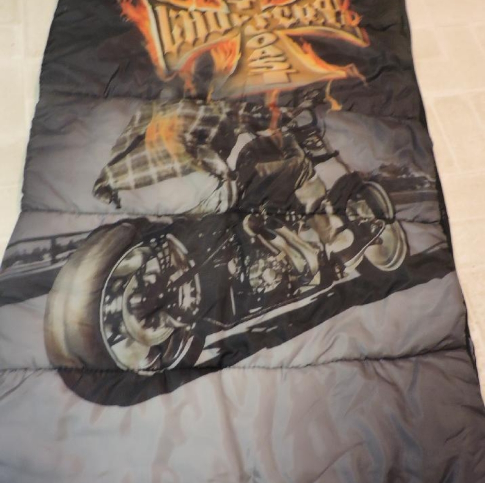 Child's Sleeping Bag. Pre West Coast Choppers. 52x28 inches. Black. Motorcycle.